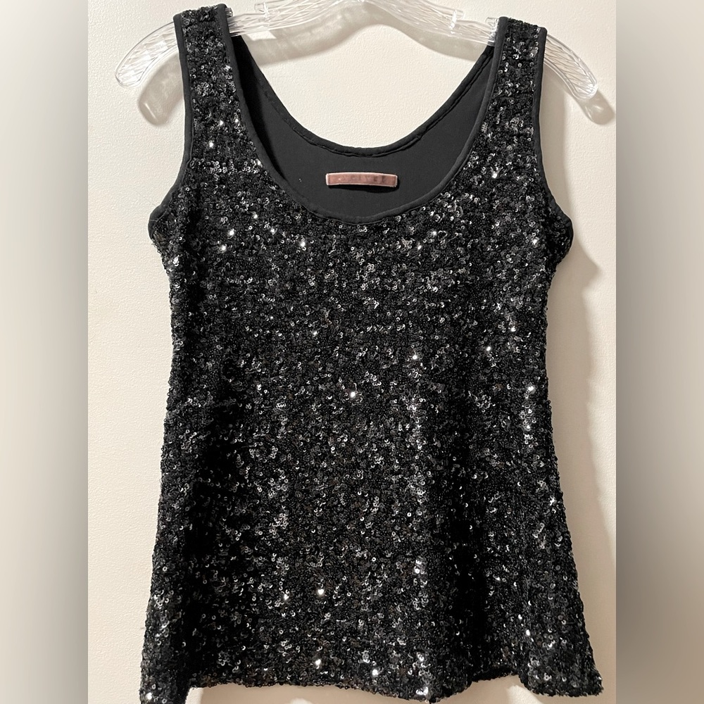 Velvet black sequins sleeveless top size petite